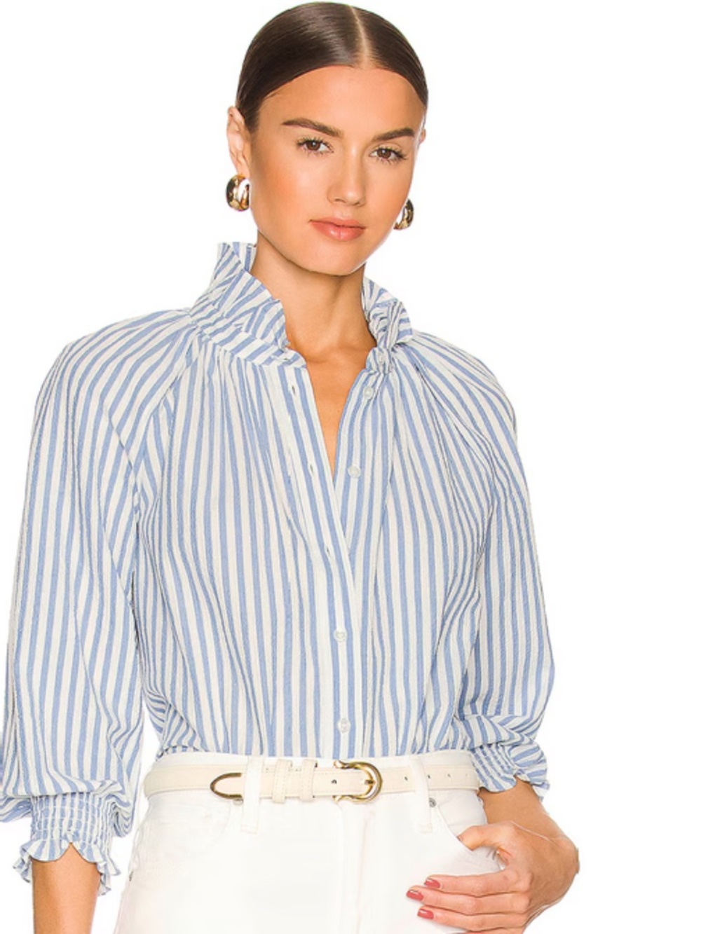 Veronica Beard Calisto Shirt Blouse Women's Size XS Blue and White Stripe (Y)